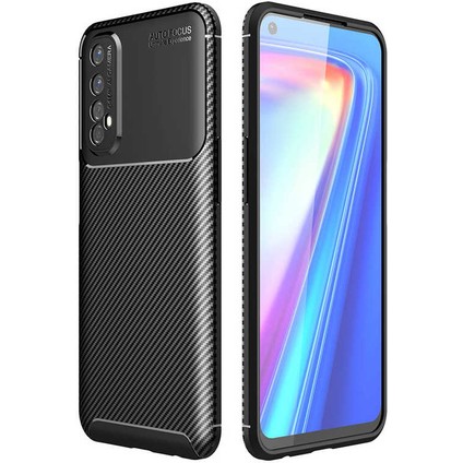 Realme 7 Kılıf Karbon Dokulu Silikon - Siyah