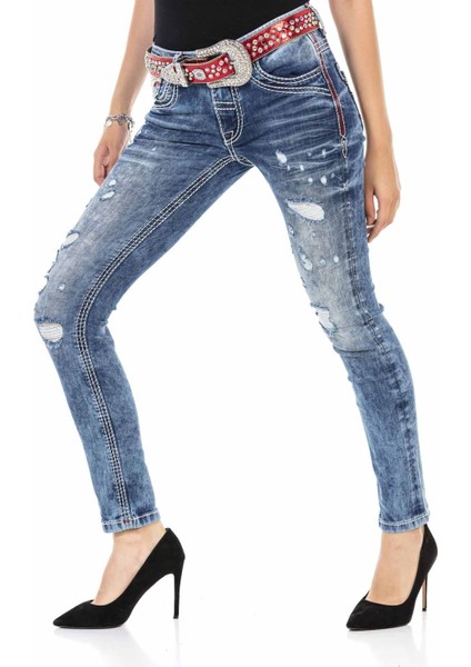 WD442 Nakışlı Cep Yırtık Mavi Jeans modelleri