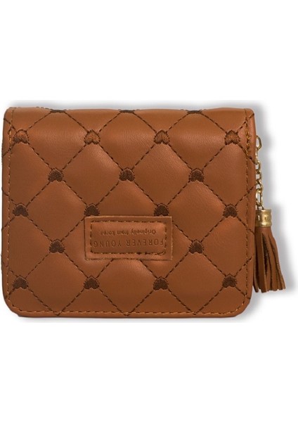 Lingge Saçaklı Cüzdan Trendi Manyetik Toka Fermuarlı Bozuk Para Cüzdanı Katlanır Kısa Kartlık (Yurt Dışından)