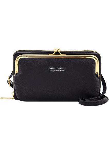 Yatay Fermuarlı Cüzdan Çapraz Askılı Çanta Büyük Kapasiteli (Yurt Dışından)