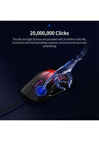 Ajazz AJ358 Kablolu Gaming Mouse 10000 Dpı 3325 Çip 8 Tuşları 7 Seviye AJ358 Rgb Oyuncu Mouse