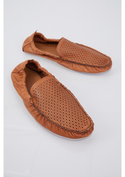 Erkek Loafer Taba Hakiki Deri Kaymaz Taban Düz Topuklu Rahat Ayakkabı fiyatları