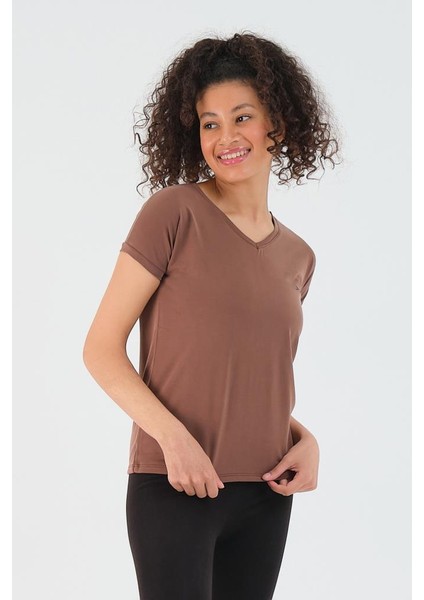 Play Kadın T-Shirt Kahve Kadın Spor Tişört