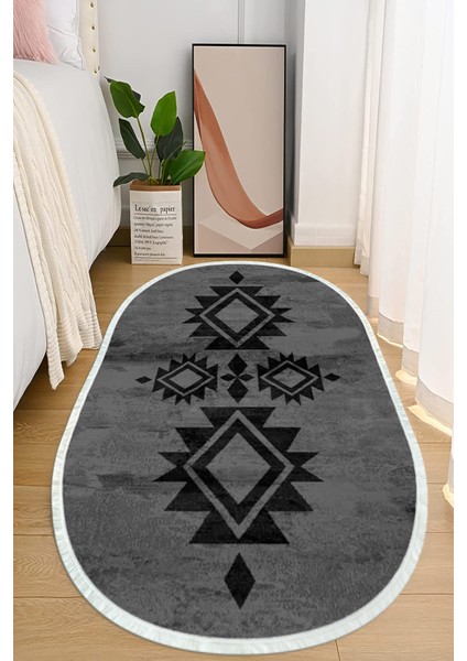 Dijital Baskılı Kaymaz Taban Yıkanabilir Oval Salon Halısı Mutfak Halısı ve Yolluk NHO-SD-370
