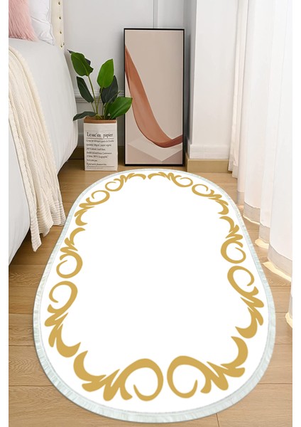 Dijital Baskılı Kaymaz Taban Yıkanabilir Oval Salon Halısı Mutfak Halısı ve Yolluk NHO-HT-870