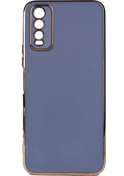 Vivo Y11S Parlak Kenarlı Bark Silikon Kılıf Kırılmaz Ekran Koruyucu