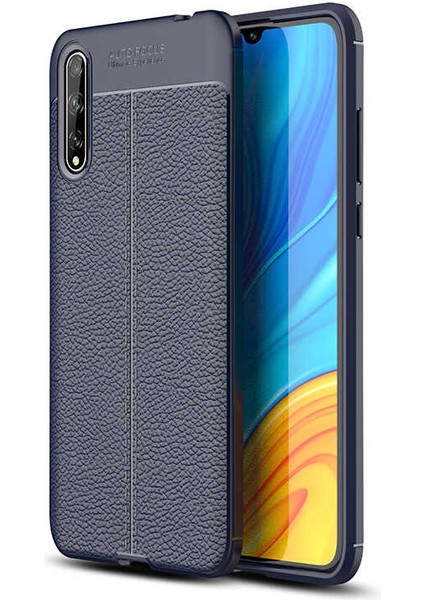 Huawei P Smart S (Y8P) Kılıf Deri Dokulu Kamera Korumalı Silikon - Lacivert