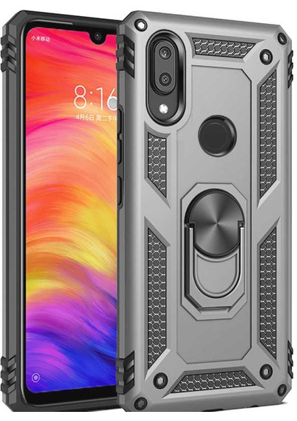 Galaxy M20 Kılıf Tank Yüzüklü Yüksek Korumalı Silikon - Gri