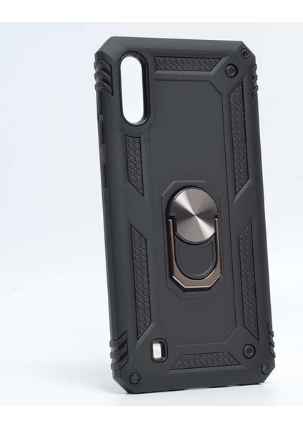 Galaxy M10 Kılıf Tank Yüzüklü Yüksek Korumalı Silikon - Siyah