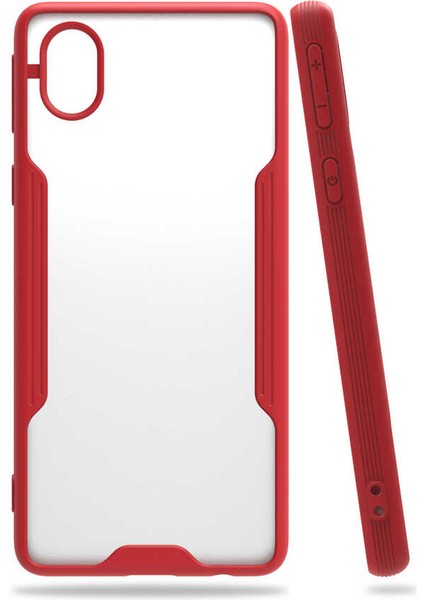 Galaxy A01 Core Kılıf Arkası Mat Kamera Korumalı Silikon - Kırmızı