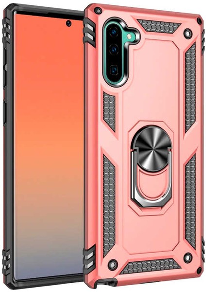 Galaxy Note 10 Kılıf Tank Yüzüklü Yüksek Korumalı Silikon - Rose Gold