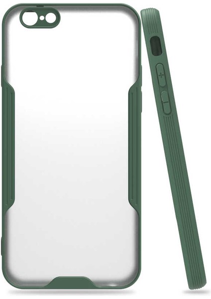 Apple iPhone 6 Kılıf Arkası Mat Kamera Korumalı Silikon - Koyu Yeşil