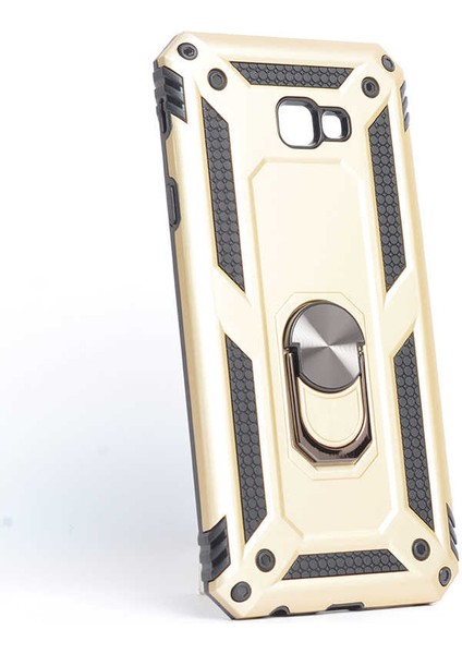 Galaxy J4 Plus Kılıf Tank Yüzüklü Yüksek Korumalı Silikon - Gold