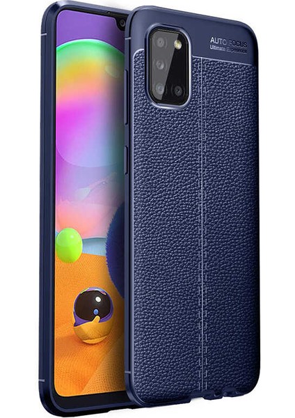 Galaxy A31 Kılıf Deri Dokulu Kamera Korumalı Silikon - Lacivert