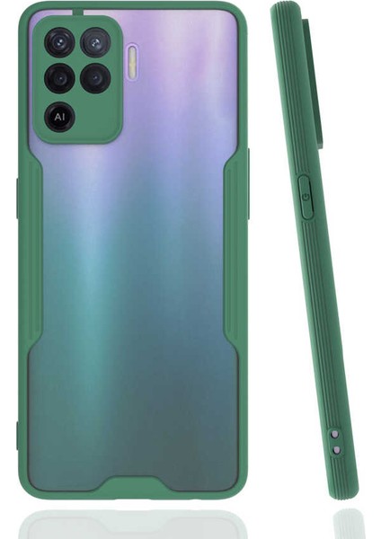 Oppo Reno 5 Lite Kılıf Arkası Mat Kamera Korumalı Silikon - Koyu Yeşil