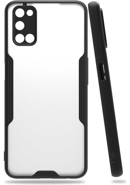 Oppo A52 Kılıf Arkası Mat Kamera Korumalı Silikon - Siyah