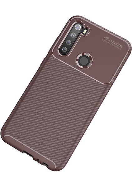 Xiaomi Redmi Note 8t Kılıf Karbon Dokulu Silikon - Kahverengi