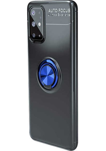 Galaxy S20 Plus Kılıf Yüzüklü Silikon Range - Siyah-Mavi