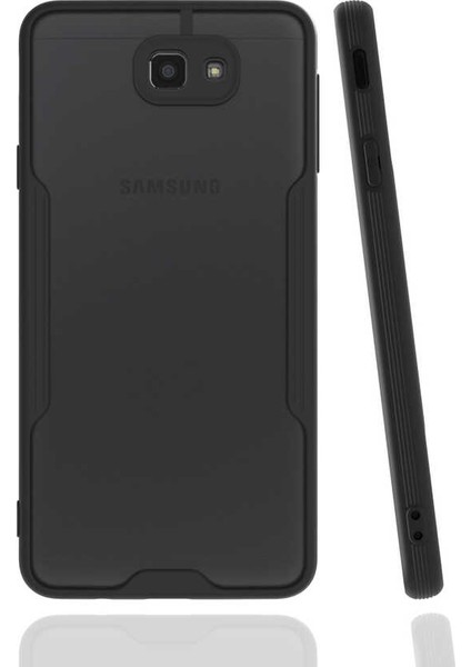 Galaxy J7 Prime Kılıf Arkası Mat Kamera Korumalı Silikon - Siyah