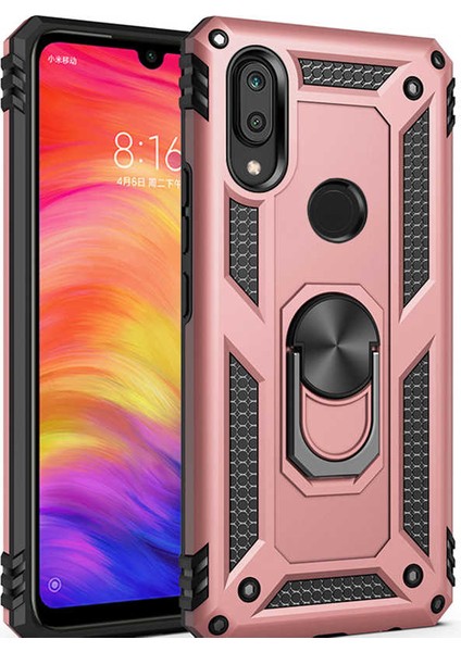 Galaxy M20 Kılıf Tank Yüzüklü Yüksek Korumalı Silikon - Rose Gold