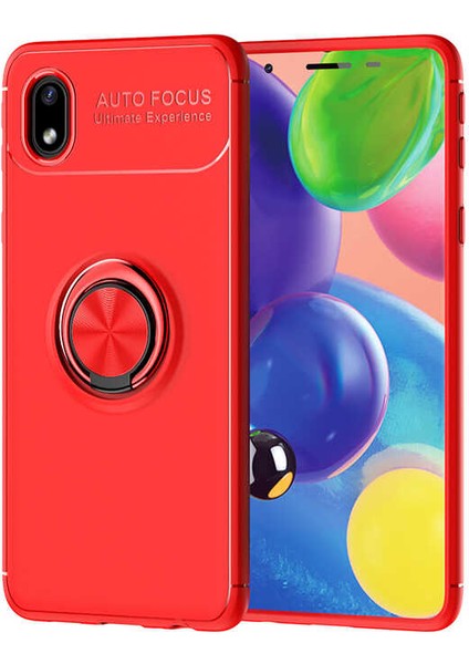 Galaxy A01 Core Kılıf Yüzüklü Silikon Range - Kırmızı