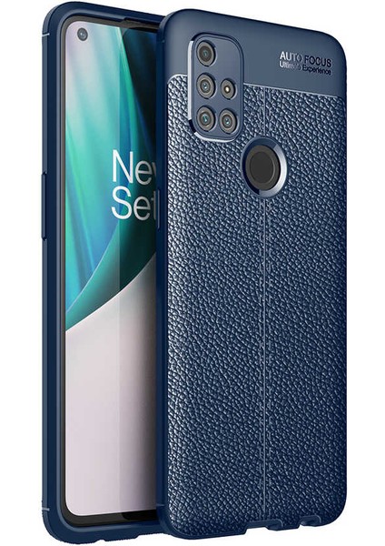 One Plus Nord N10 5g Kılıf Deri Dokulu Kamera Korumalı Silikon - Lacivert