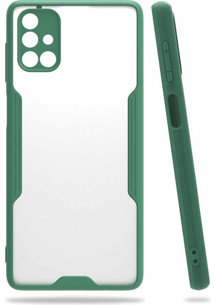 Galaxy M51 Kılıf Arkası Mat Kamera Korumalı Silikon - Koyu Yeşil