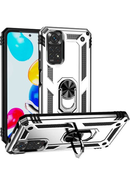 Xiaomi Redmi Note 11S Global Kılıf Tank Yüzüklü Yüksek Korumalı Silikon - Gri