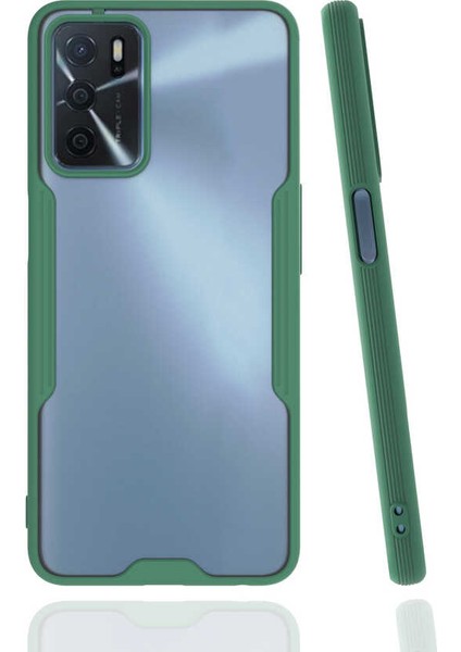 Oppo A16 Kılıf Arkası Mat Kamera Korumalı Silikon - Koyu Yeşil