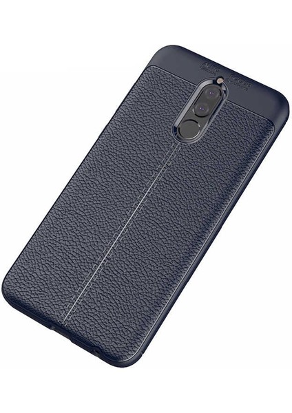 Huawei Mate 10 Lite Kılıf Deri Dokulu Kamera Korumalı Silikon - Lacivert