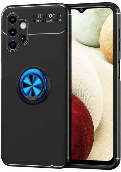 Galaxy A13 4g Kılıf Yüzüklü Silikon Range - Siyah-Mavi