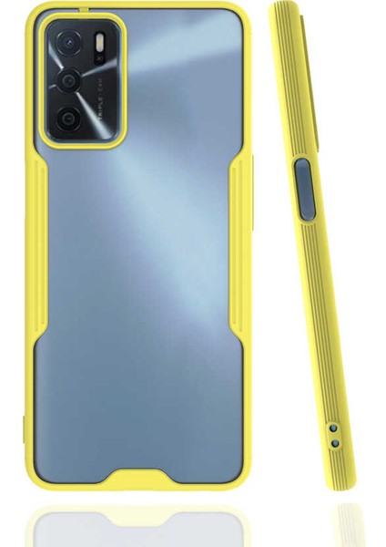 Oppo A16 Kılıf Arkası Mat Kamera Korumalı Silikon - Sarı