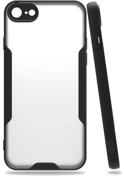 Apple iPhone Se 2022 Kılıf Arkası Mat Kamera Korumalı Silikon - Siyah