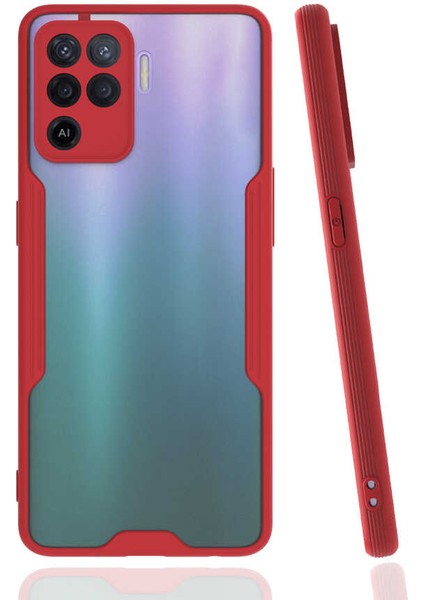 Oppo Reno 5 Lite Kılıf Arkası Mat Kamera Korumalı Silikon - Kırmızı