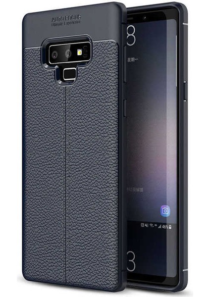 Galaxy Note 9 Kılıf Deri Dokulu Kamera Korumalı Silikon - Lacivert