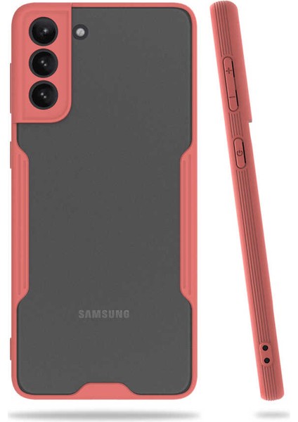 Galaxy S21 Kılıf Arkası Mat Kamera Korumalı Silikon - Pembe