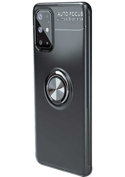 Galaxy S20 Plus Kılıf Yüzüklü Silikon Range - Siyah