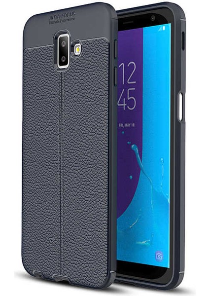 Galaxy J6 Plus Kılıf Deri Dokulu Kamera Korumalı Silikon - Lacivert