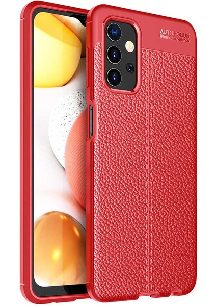 Galaxy A13 4g Kılıf Deri Dokulu Kamera Korumalı Silikon - Kırmızı