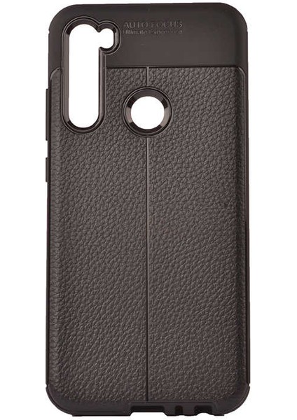 Xiaomi Redmi Note 8 Kılıf Deri Dokulu Kamera Korumalı Silikon - Siyah