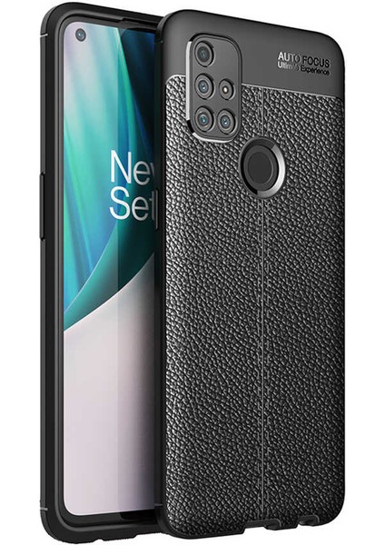 One Plus Nord N10 5g Kılıf Deri Dokulu Kamera Korumalı Silikon - Siyah