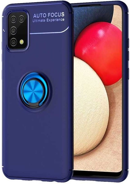 Galaxy A02S Kılıf Yüzüklü Silikon Range - Mavi