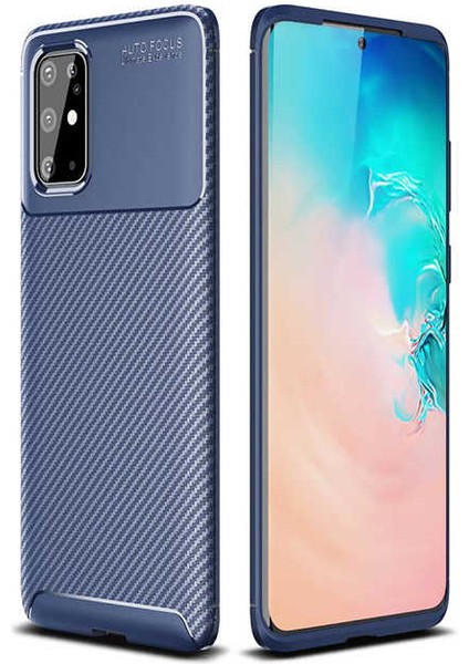 Galaxy S20 Plus Kılıf Karbon Dokulu Silikon - Lacivert