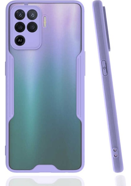 Oppo Reno 5 Lite Kılıf Arkası Mat Kamera Korumalı Silikon - Mor