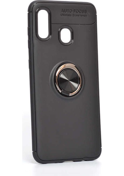 Galaxy A20 Kılıf Yüzüklü Silikon Range - Siyah