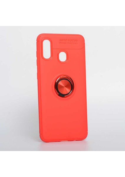 Galaxy A20 Kılıf Yüzüklü Silikon Range - Kırmızı