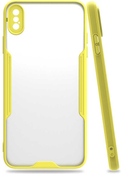 Apple iPhone Xs Max 6.5 Kılıf Arkası Mat Kamera Korumalı Silikon - Sarı