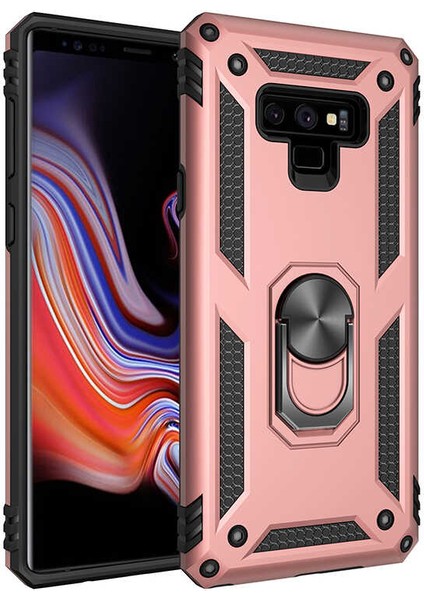 Galaxy Note 9 Kılıf Tank Yüzüklü Yüksek Korumalı Silikon - Rose Gold