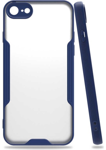 Apple iPhone Se 2022 Kılıf Arkası Mat Kamera Korumalı Silikon - Lacivert