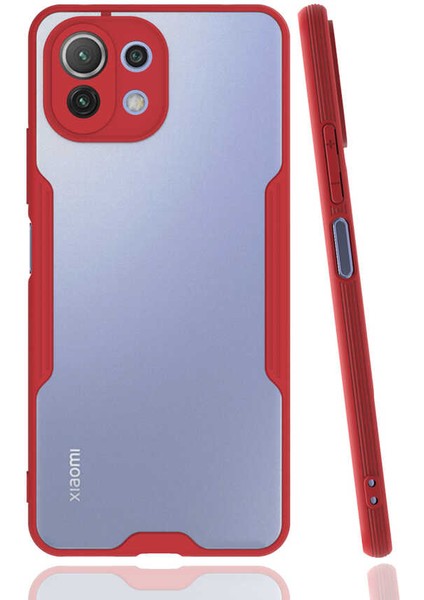 Xiaomi Mi 11 Lite Kılıf Arkası Mat Kamera Korumalı Silikon - Kırmızı
